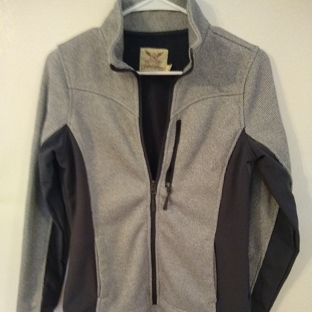 Faded Glory Women's Size Small Zippered sweatshirt jacket in grey/black COMFY